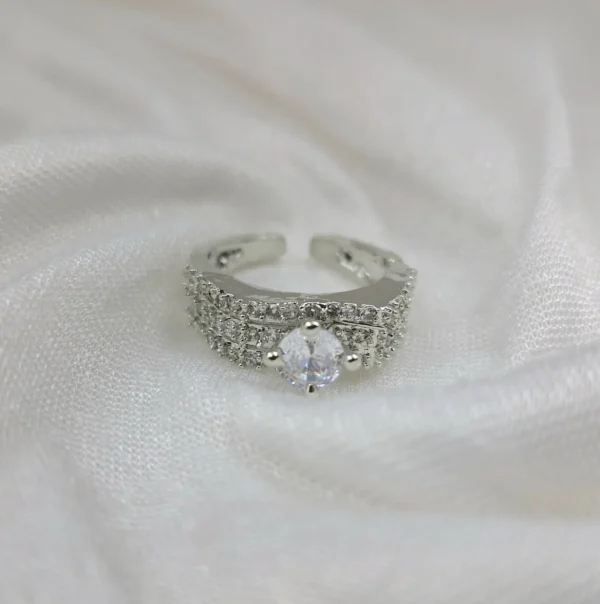 Sriasmi Silver Tone White American Diamond Ring - Image 2