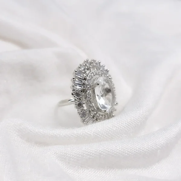 Sriasmi Silver Tone White American Diamond Ring - Image 3