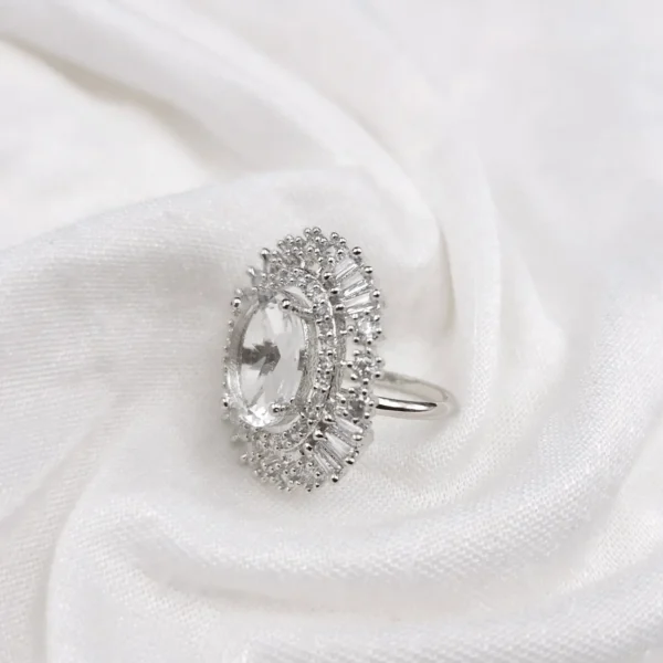 Sriasmi Silver Tone White American Diamond Ring - Image 2