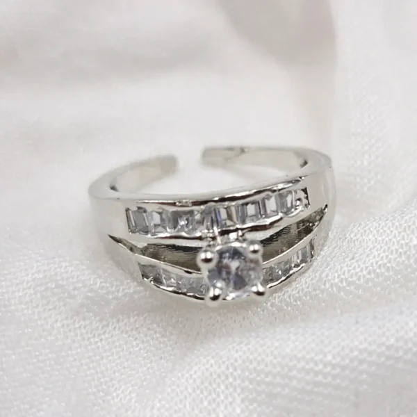 Sriasmi Silver Tone White American Diamond Ring - Image 4