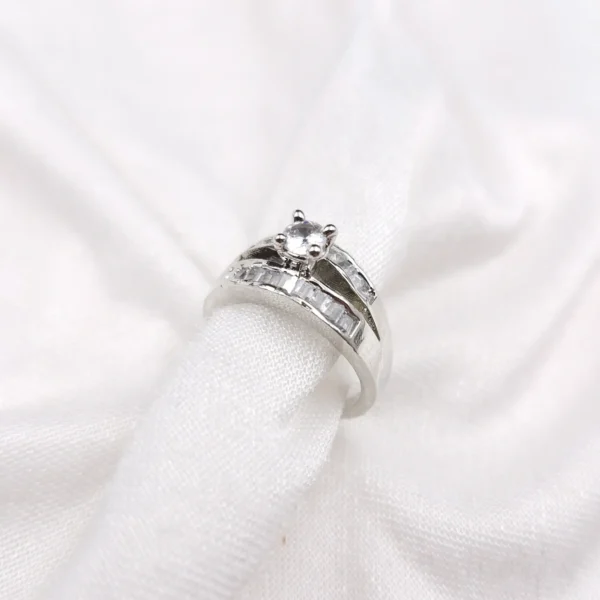 Sriasmi Silver Tone White American Diamond Ring - Image 3