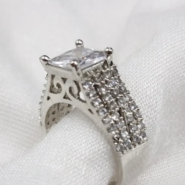 Sriasmi Silver Tone White American Diamond Ring - Image 2