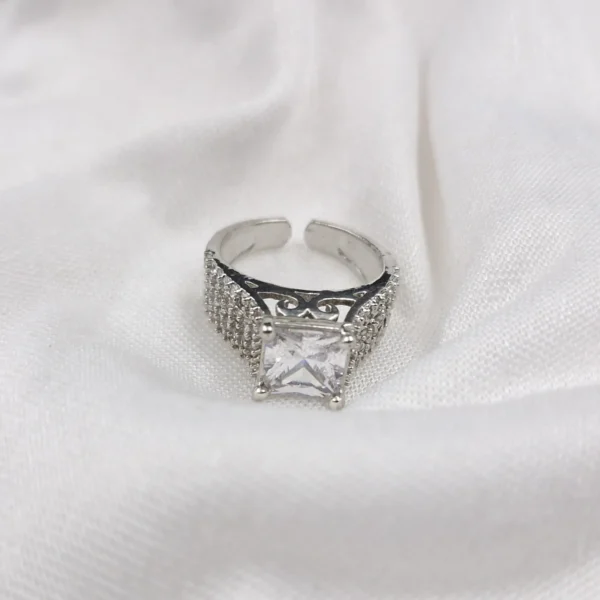 Sriasmi Silver Tone White American Diamond Ring - Image 3
