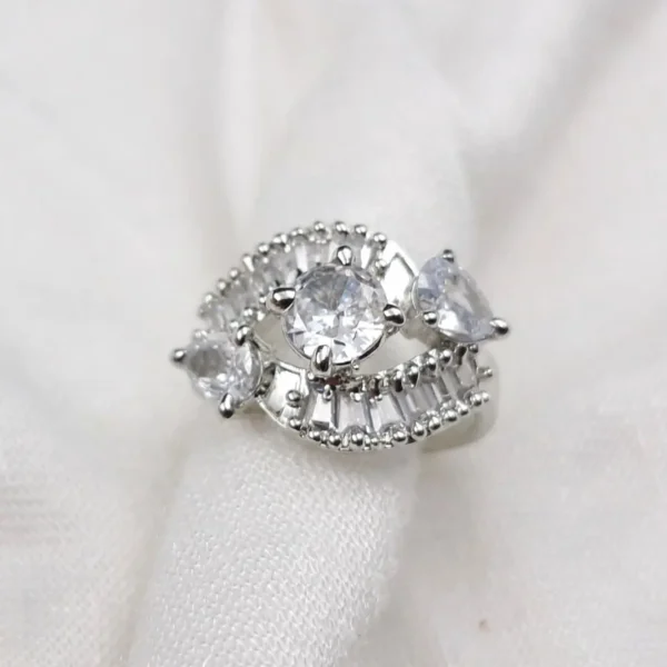 Sriasmi Silver Tone White American Diamond Ring - Image 2