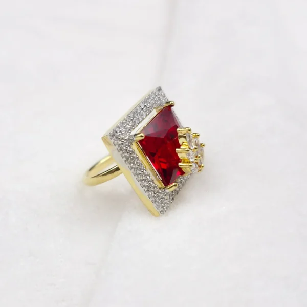 Sriasmi gold Tone Red American Diamond Ring - Image 3
