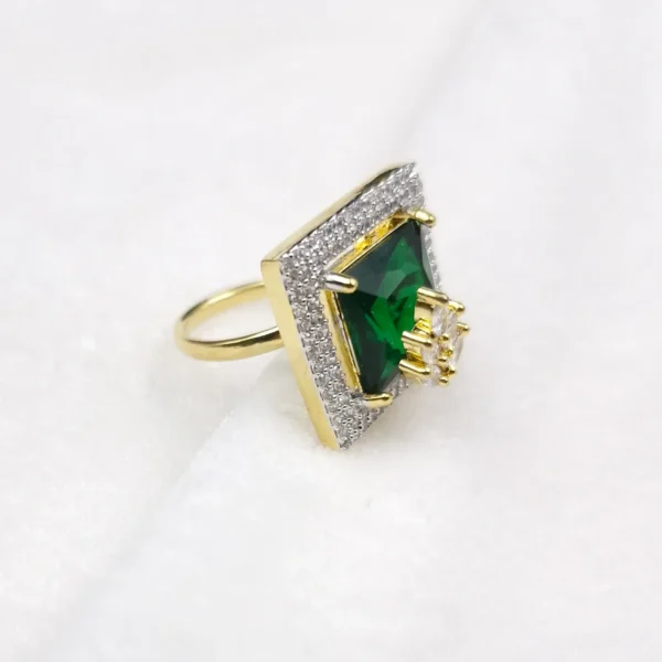 Sriasmi gold Tone Green American Diamond Ring - Image 3