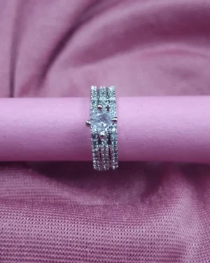 Sriasmi Silver Tone White American Diamond Ring