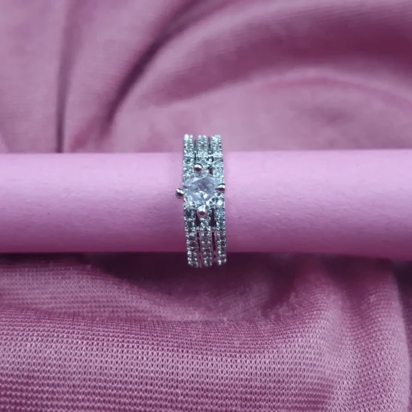 Sriasmi Silver Tone White American Diamond Ring