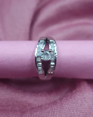 Sriasmi Silver Tone White American Diamond Ring