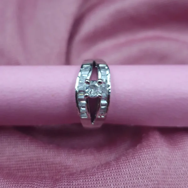 Sriasmi Silver Tone White American Diamond Ring