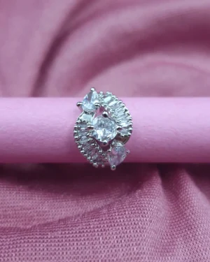 Sriasmi Silver Tone White American Diamond Ring