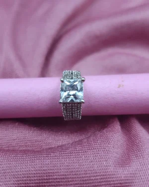 Sriasmi Silver Tone White American Diamond Ring
