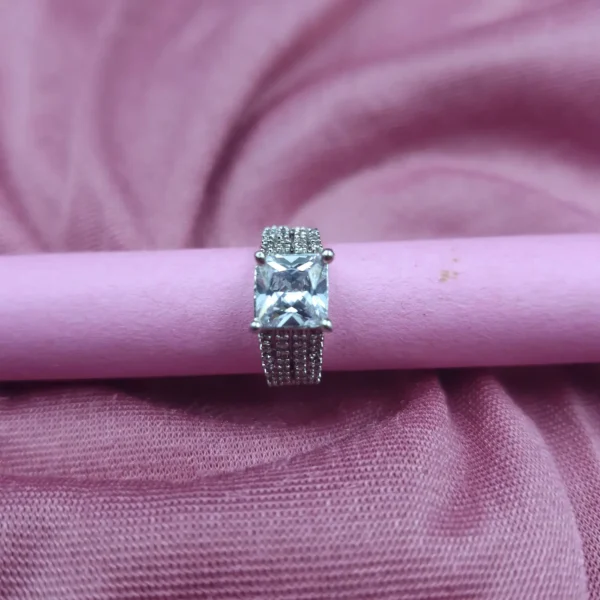 Sriasmi Silver Tone White American Diamond Ring