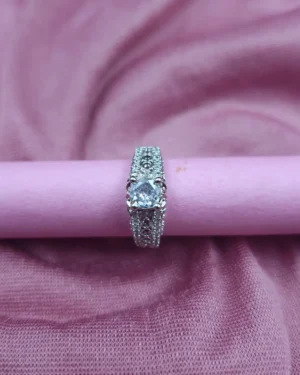 Sriasmi Silver Tone White American Diamond Ring