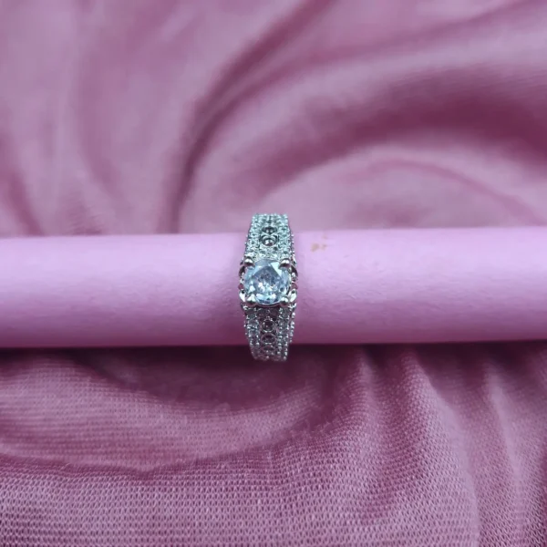 Sriasmi Silver Tone White American Diamond Ring