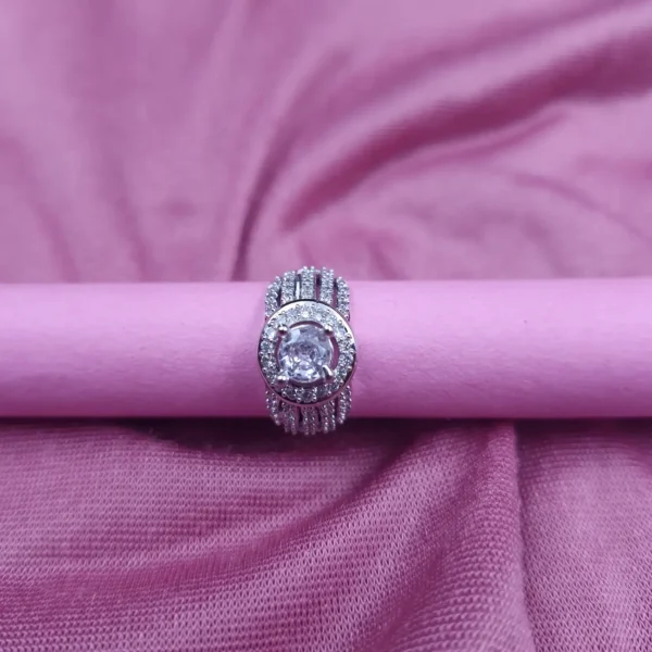 Sriasmi Silver Tone White American Diamond Ring
