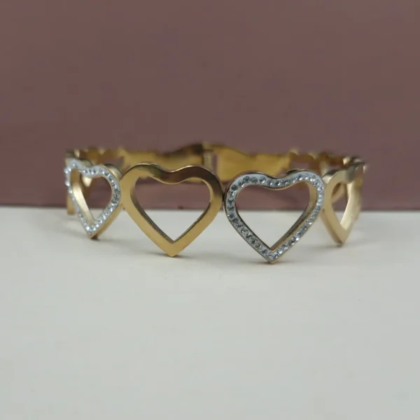 Sriasmi Gold Plated Stainless Steel Waterproof Heart Bracelet - Image 2