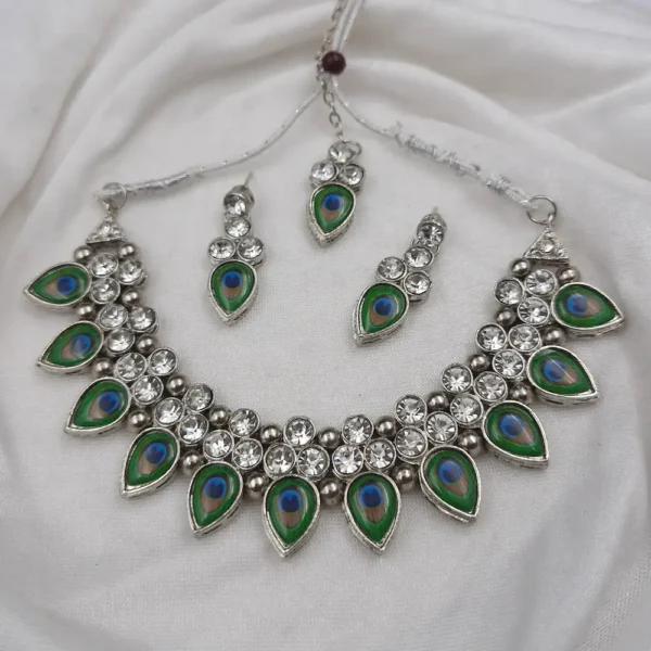 Sriasmi Traditional Mor Pankh Oxidised Necklace set