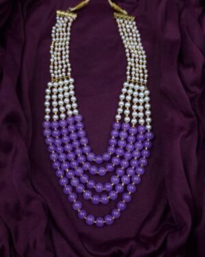 Purple Elegant 5-Layer Hydro Beads Long Necklace | Sriasmi.com