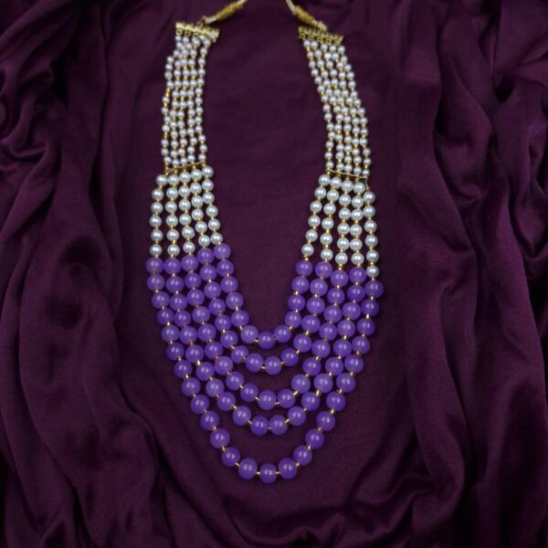 Purple Elegant 5-Layer Hydro Beads Long Necklace | Sriasmi.com