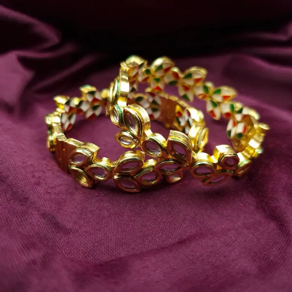 Sriasmi Kundan Stone Kada With Back Meenakari - Image 2