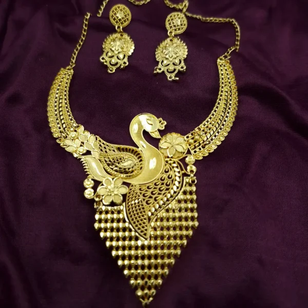 Sriasmi Traditional Golden Brass Necklace set - Image 2
