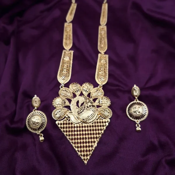 Sriasmi Traditional Golden Brass Long Necklace set
