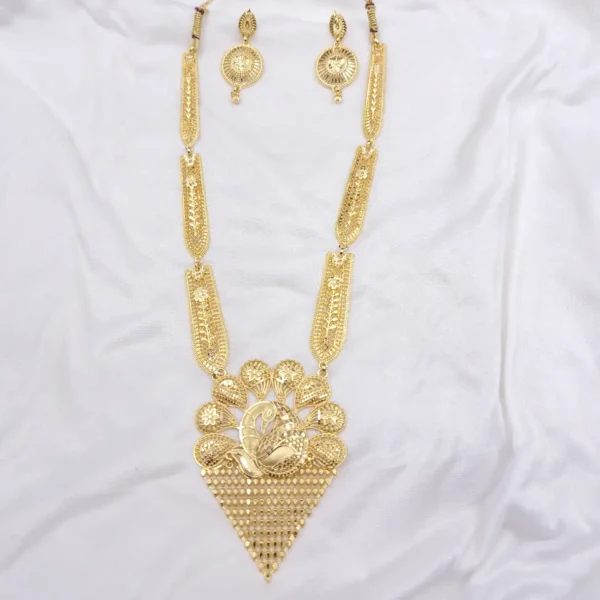 Sriasmi Traditional Golden Brass Long Necklace set - Image 3