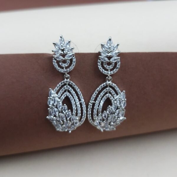 Sriasmi Silver Tone white American Diamond Earring
