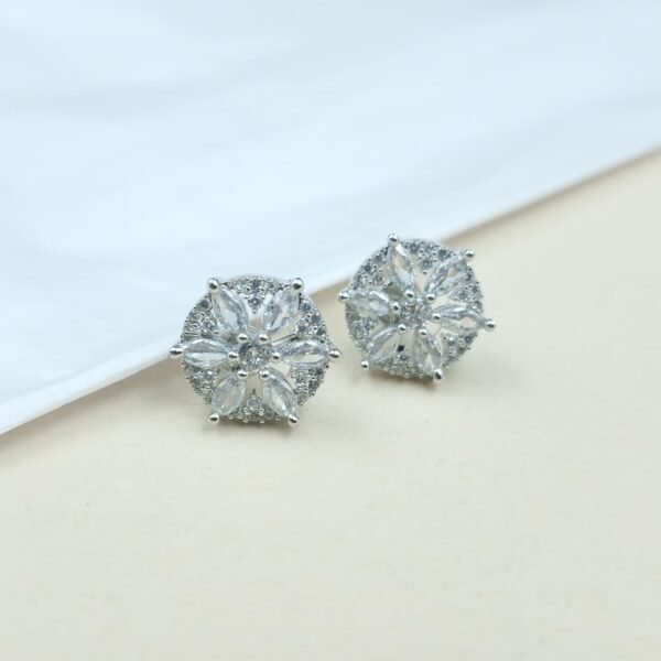 Sriasmi Silver Tone white American Diamond Studs