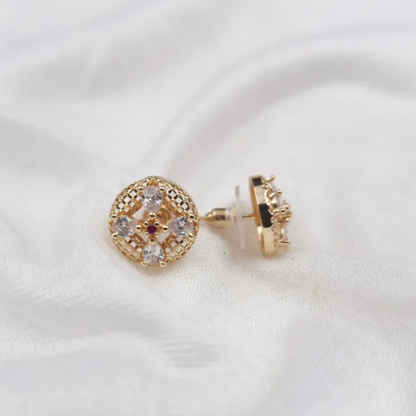 Sriasmi Gold Tone American Diamond Mini Studs - Image 2