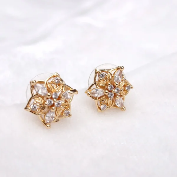 Sriasmi Gold Tone American Diamond Mini Studs - Image 3