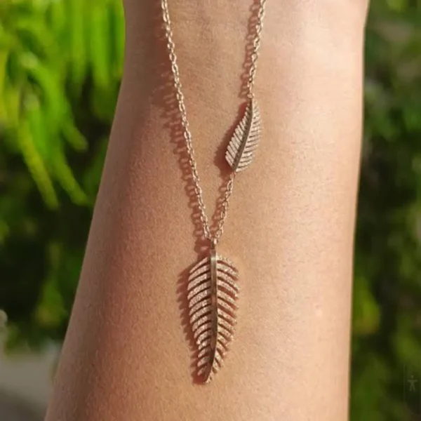 Sriasmi Gold Plated Stainless Steel Waterproof Leaf Pendent - Image 2