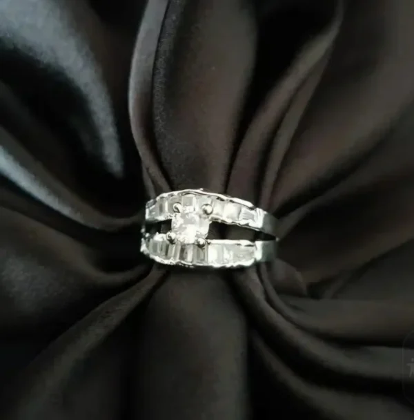 Sriasmi Silver Tone White American Diamond Ring - Image 2