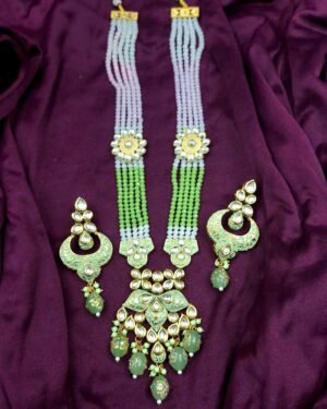 Traditional Kundan Meenakari Long Necklace Set | Sriasmi.com