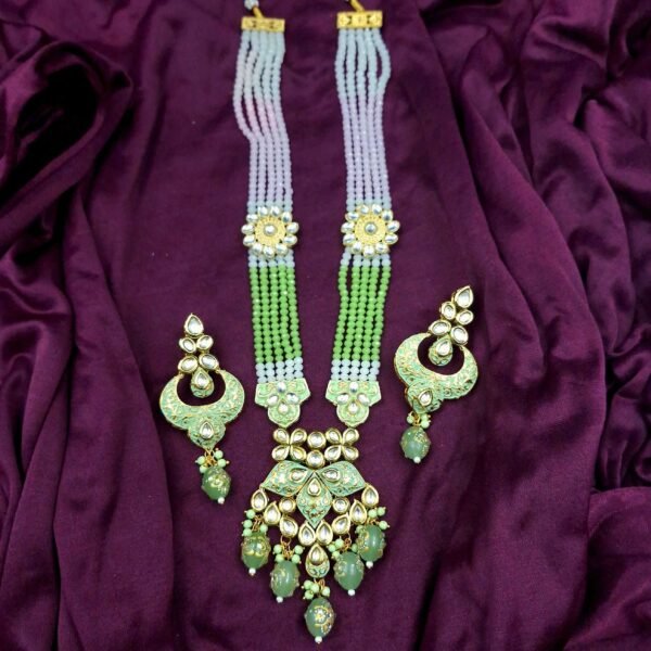 Traditional Kundan Meenakari Long Necklace Set | Sriasmi.com