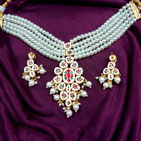 Traditional Kundan with Back Meenakari Design Necklace Set | Sriasmi.com - Image 2