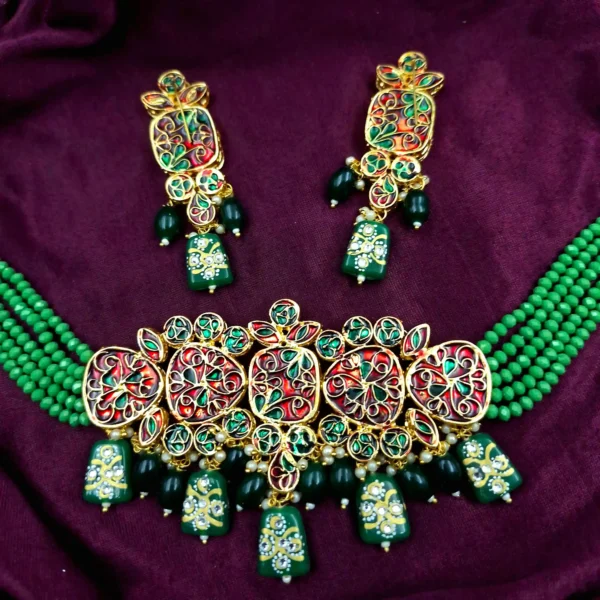 Traditional Kundan with Back Meenakari Design Necklace Set | Sriasmi.com - Image 2