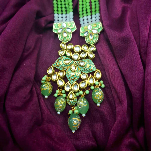 Traditional Kundan Meenakari Long Necklace Set | Sriasmi.com - Image 2