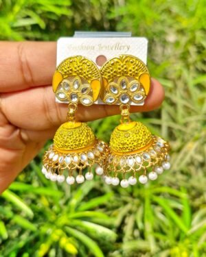 Sriasmi Yellow Kundan Festive Earring 