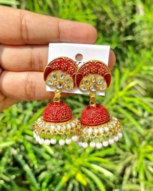 Sriasmi Lal Meenakari Kundan Earring 