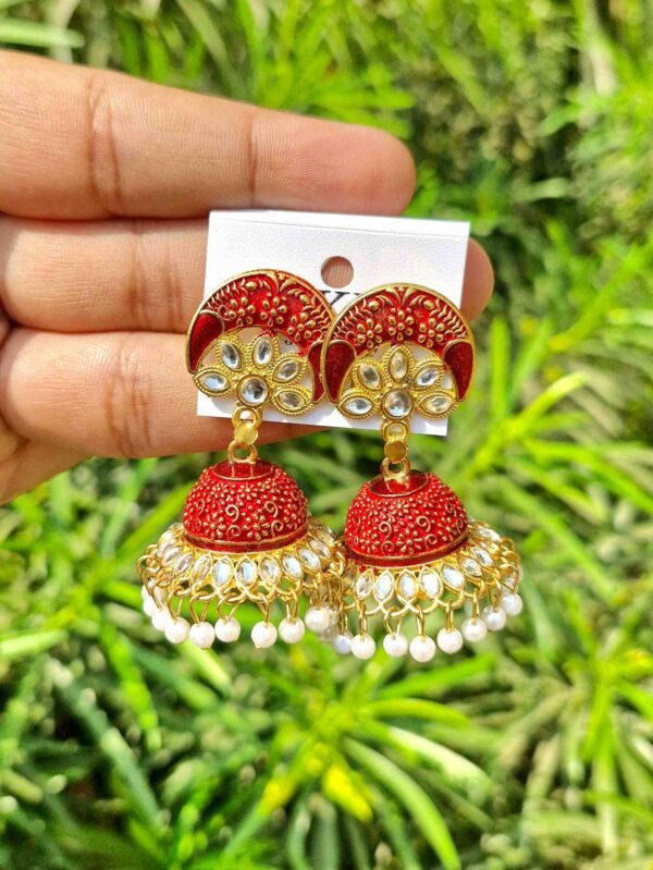 Sriasmi Lal Meenakari Kundan Earring 